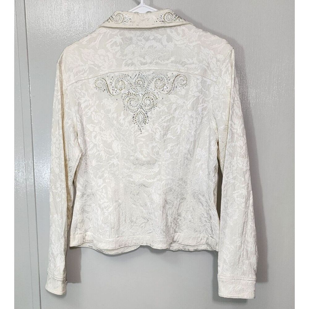 Christine Alexander White Jean Jacket with Silver Accents Rodeo Vintage Cool